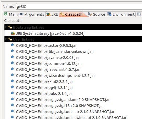 initial_launcher_classpath Initial gvSIG launcher classpath configuration